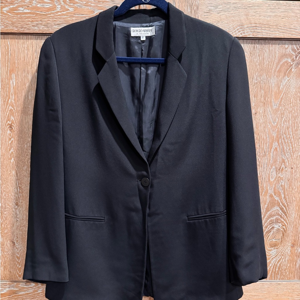 Armani Collezioni Black Sport Coat with Notched Lapel